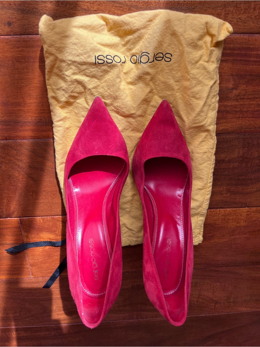 Sergio Rossi Classic red Suede Pointed-Toe Pumps